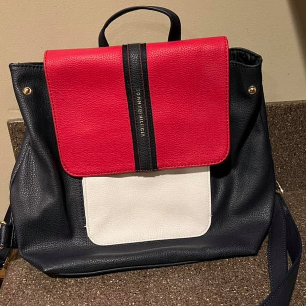 Tommy Hilfiger Red, White, and Black Women's Backpack